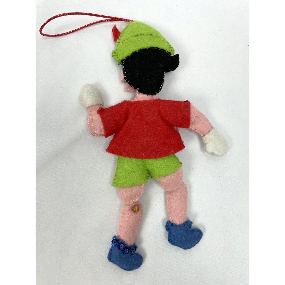 Disney Ornaments Felt Sequins Pinocchio Snow White Dwarfs Vintage 6